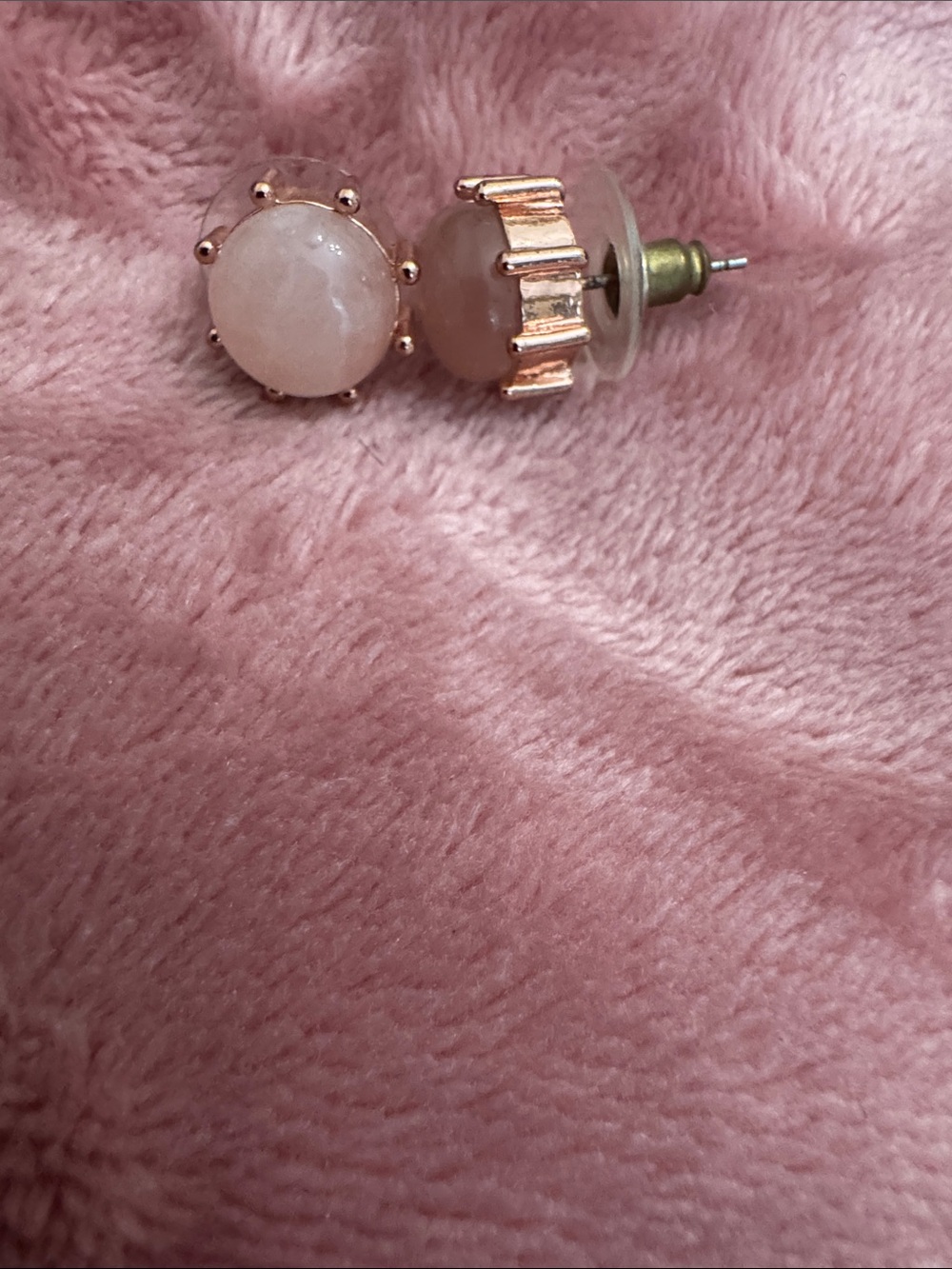 Rose Quartz Stud Earrings in Rose Gold
